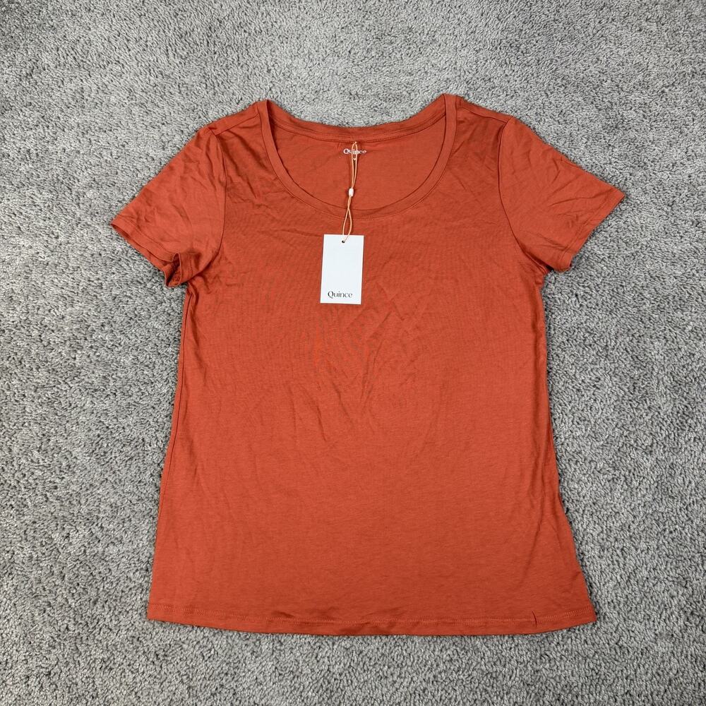 Quince Shirt Womens M Orange Scoop Neck Short Sleeve Modal Blend Tagless